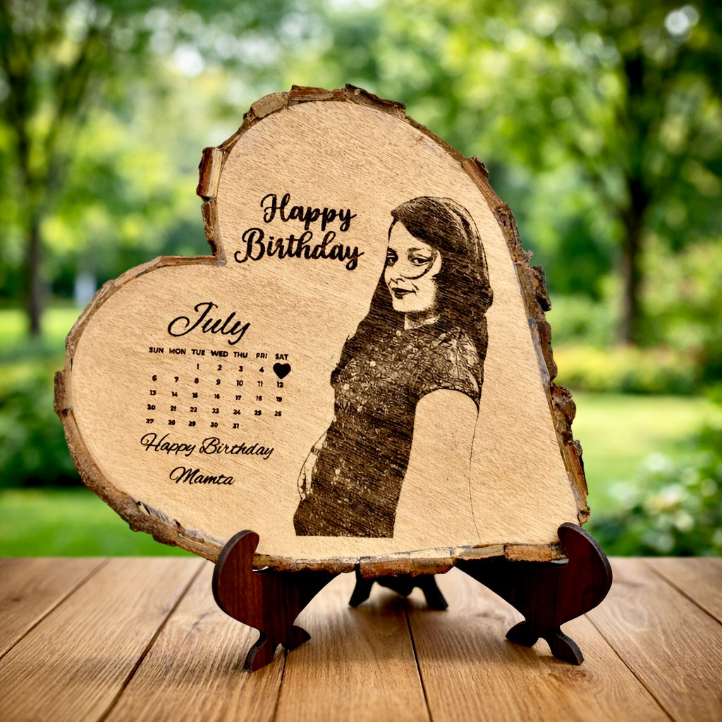 Custom Wooden Photo Frame – Heart – Engraved Gift