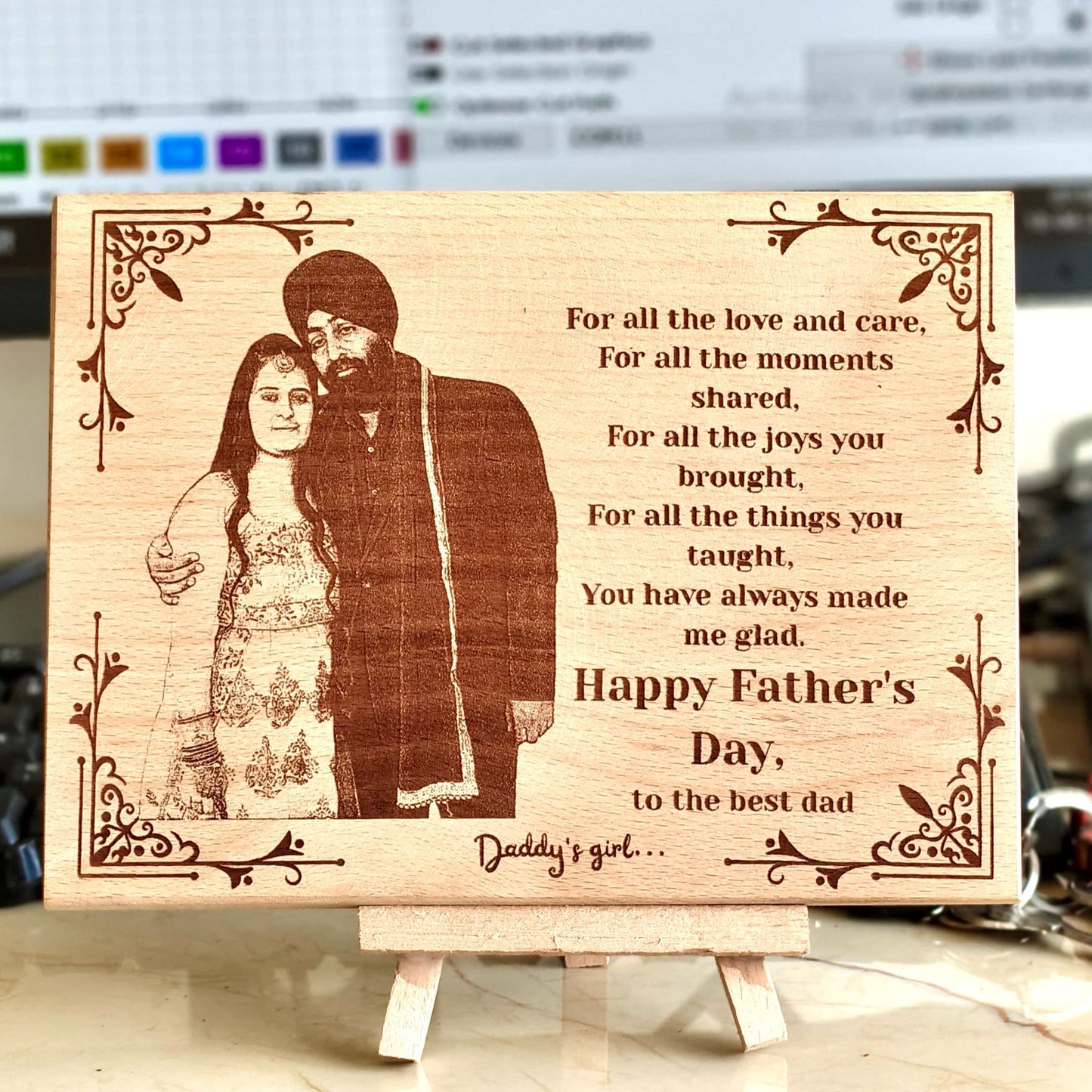 Wooden Engraved Frame Rectangle shape for anniversary gift
