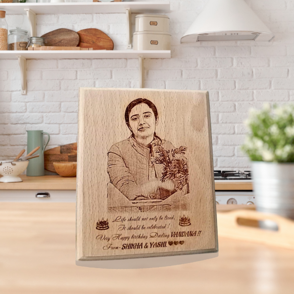 Personalized Natural Wooden Engraved Rectangle Photo Frame