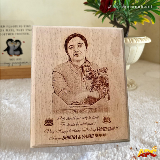Personalized Natural Wooden Engraved Rectangle Photo Frame