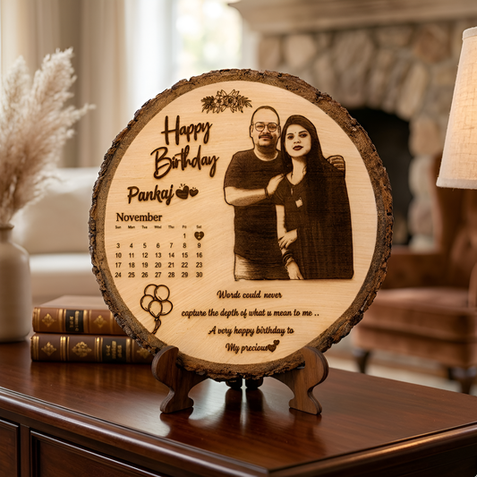Custom Wooden Circle Frame with Personal Engraving - COD Available