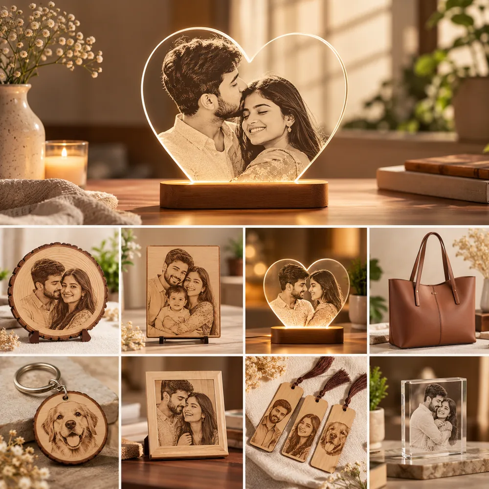 Personalised engraved wooden and acrylic photo gifts