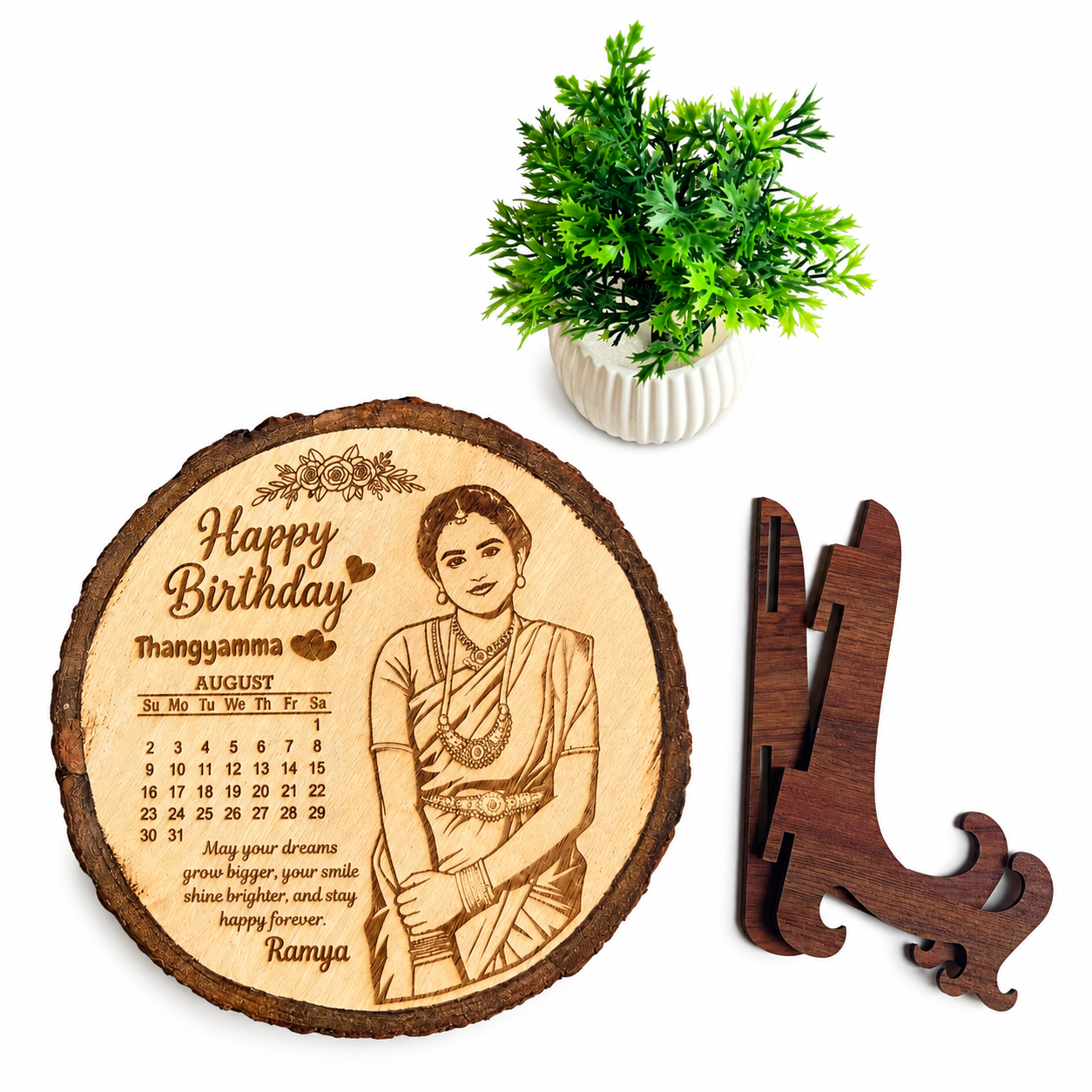 Personalised Round Wooden Engraving Photo Frame